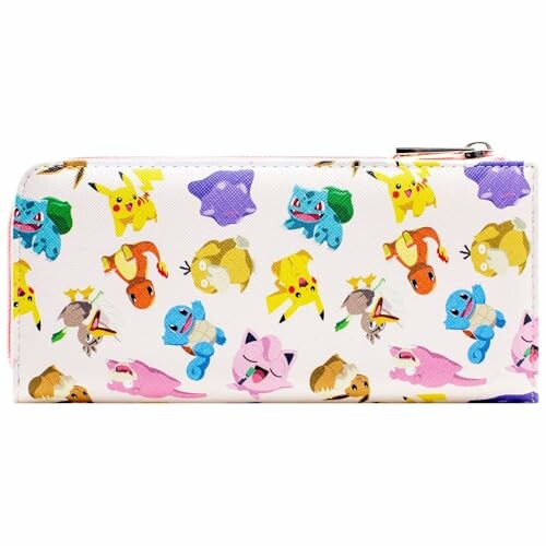 Portefeuille avec motifs de personnages Pokémon colorés.