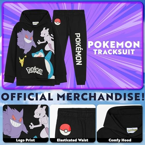 Survêtement Pokémon avec imprimé logo et taille élastiquée