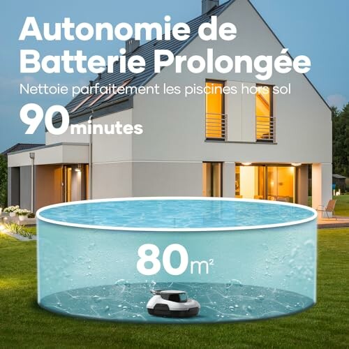 Robot nettoyant pour piscine dans un jardin.