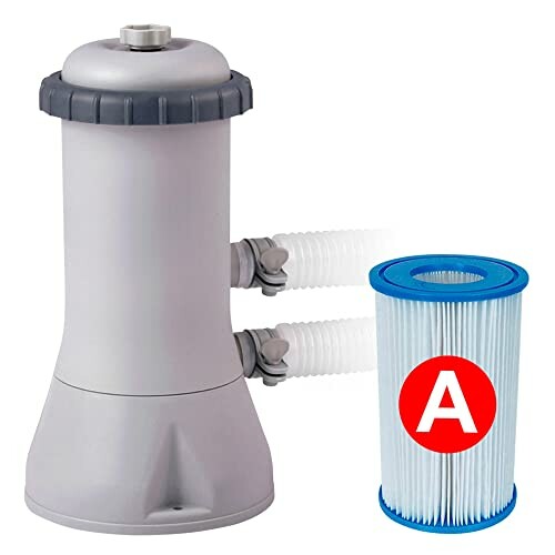 Pompe de filtration de piscine avec cartouche de remplacement.