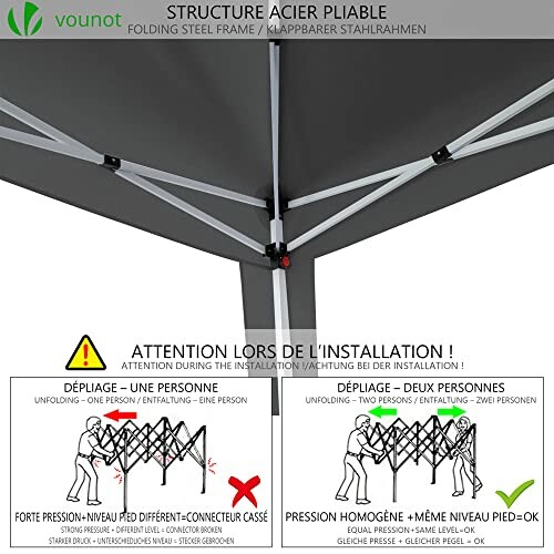 Instructions pour monter une tente pliante avec cadre en acier.