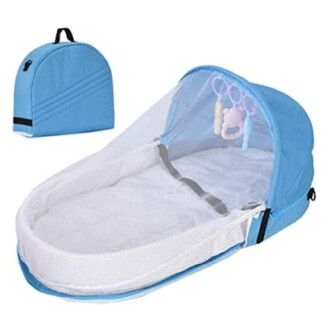 Lit bébé portable avec moustiquaire et jouets suspendus