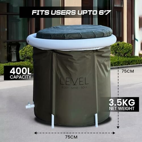Baignoire portable avec capacité de 400L.