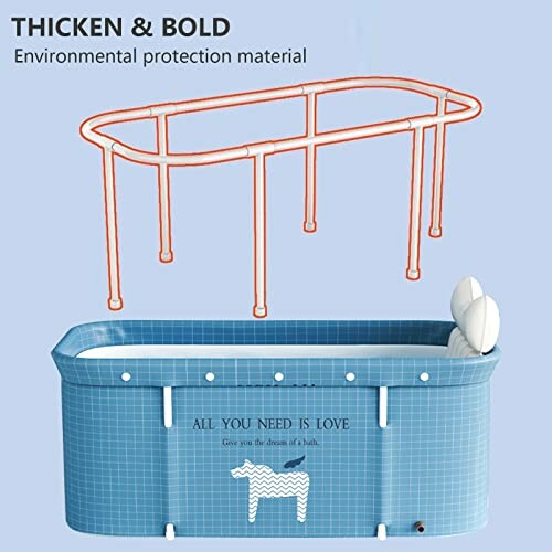 Baignoire pliable bleue avec soutien tête.