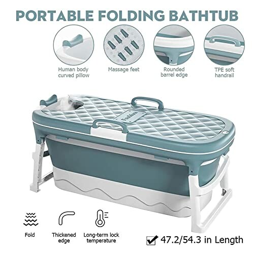 Baignoire pliante portable avec coussin et design ergonomique