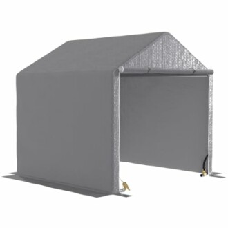Abri de garage portable en toile grise.