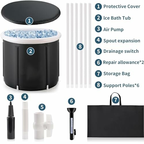 Kit de baignoire à glace portable avec accessoires.