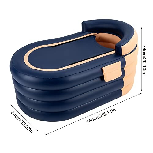 Baignoire gonflable portable avec dimensions.
