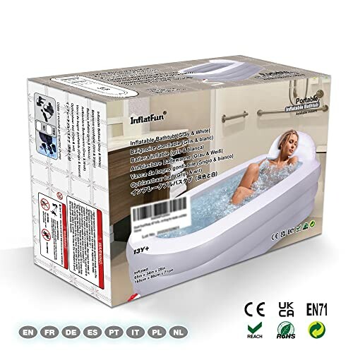 Baignoire gonflable portable avec une femme se relaxant.
