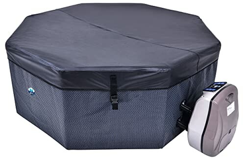 Spa gonflable portable avec couvercle noir.