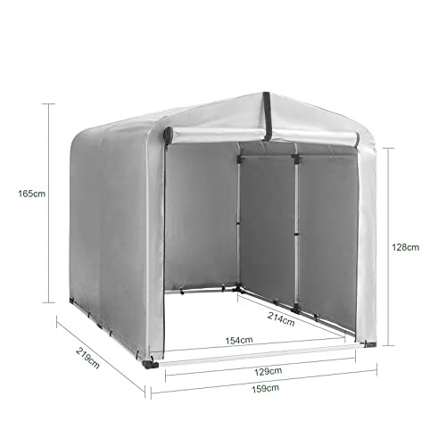 Abri extérieur portable avec dimensions.
