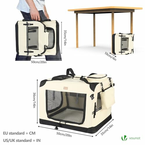 Transporteur pour animaux pliable et portable sous une table