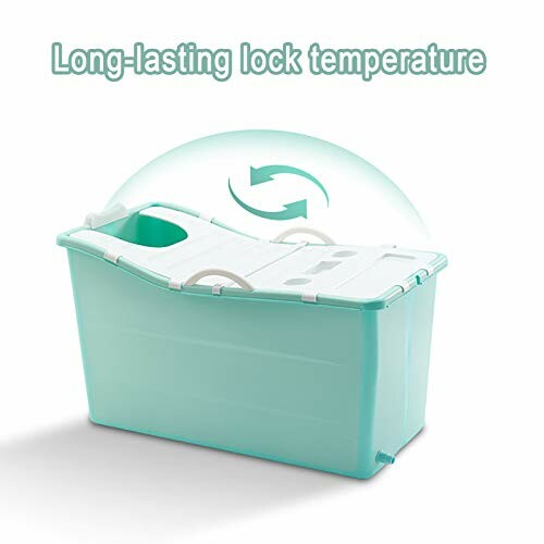 Baignoire portable en plastique avec couvercle et poignées.