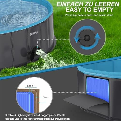 Piscine portable avec système de vidange facile.