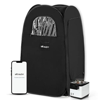 Sauna portable avec contrôles numériques et smartphone.