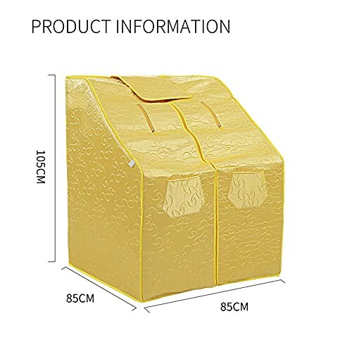 Tente de sauna portable jaune avec dimensions.