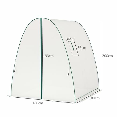 Tente de sauna portable avec dimensions indiquées.
