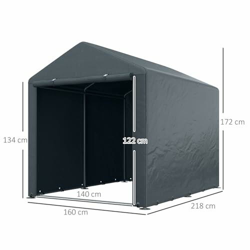 Abri de stockage portable avec dimensions.