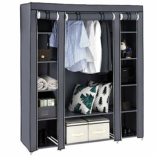 Armoire portable avec vêtements suspendus et étagères