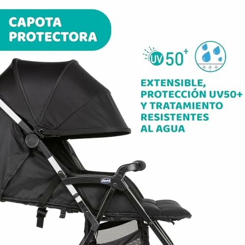 Poussette avec capote extensible UV50 et résistante à l'eau