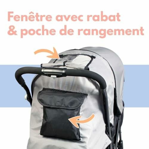 Poussette avec fenêtre et poche de rangement