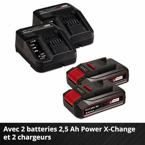 Deux batteries 2,5 Ah Power X-Change et deux chargeurs.