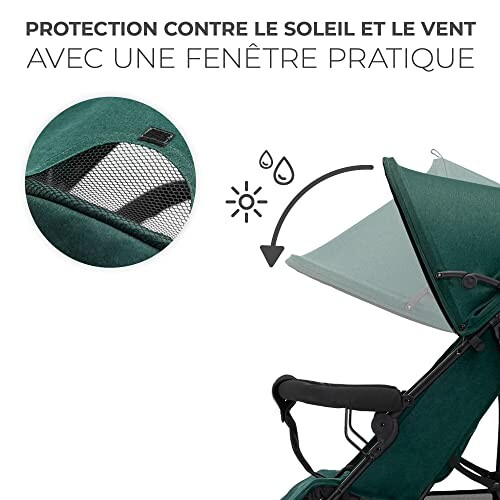 Poussette avec protection solaire et fenêtre pratique