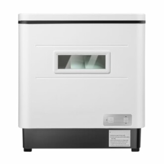 Vue arrière d'un lave-vaisselle compact.