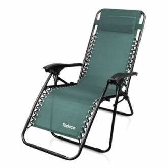 Chaise longue inclinable verte avec accoudoirs