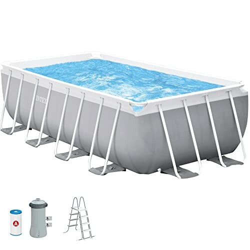 Piscine hors-sol rectangulaire avec échelle et filtre
