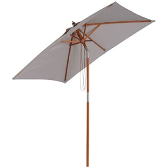 Parasol rectangulaire avec mât en bois