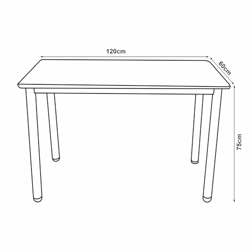 Schéma d'une table rectangulaire avec dimensions.