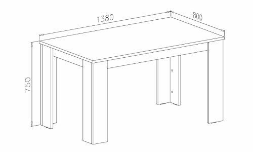 Schéma d'une table rectangulaire avec dimensions.