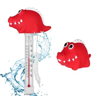 Thermomètre de piscine dinosaure rouge avec jouet flottant