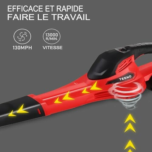Souffleur de feuilles rouge Teeno avec vitesse de 130MPH.