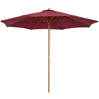 Parasol de jardin rouge avec mât en bois