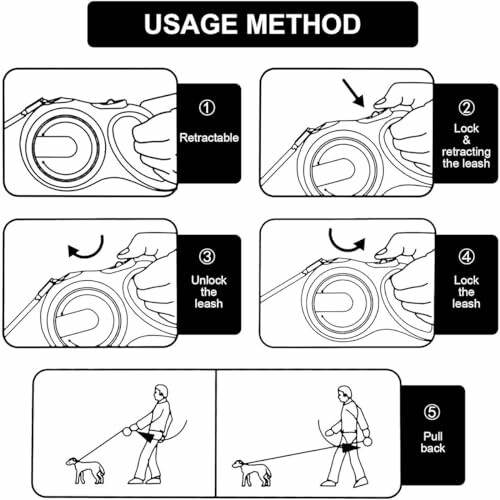 Instructions pour utiliser une laisse rétractable pour chien.