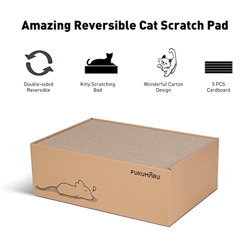 Grattoir réversible pour chat avec design carton.