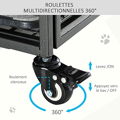 Roulette pivotante avec pédale de levage