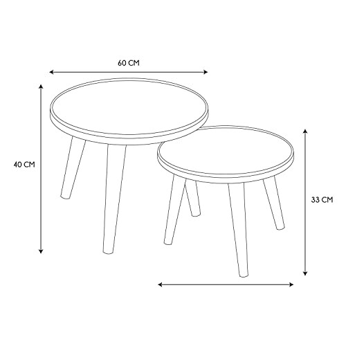 Table basse ronde gigogne avec dimensions