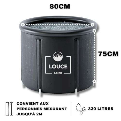 Bain à remous extérieur rond de 80cm de diamètre et 75cm de hauteur.