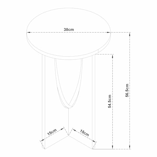 Schéma des dimensions d'une table ronde avec mesures en centimètres.