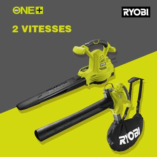 Souffleur de feuilles Ryobi avec deux vitesses.