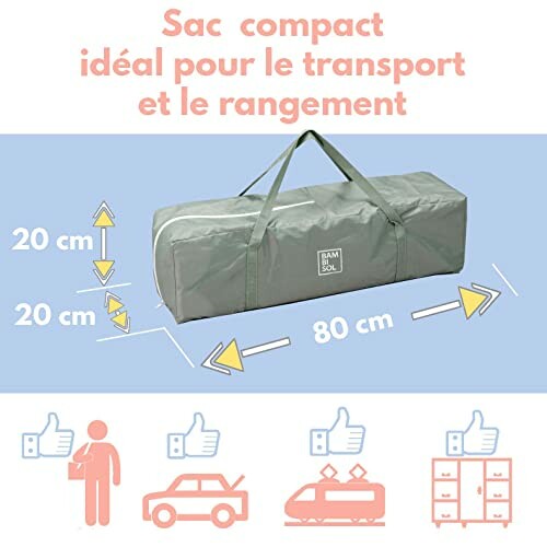 Sac de transport compact avec dimensions 80x20x20 cm