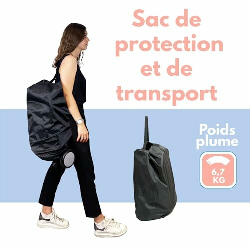 Femme portant un grand sac de protection et de transport