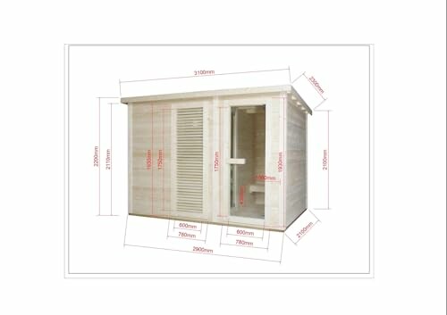 Diagramme montrant les dimensions d'un sauna