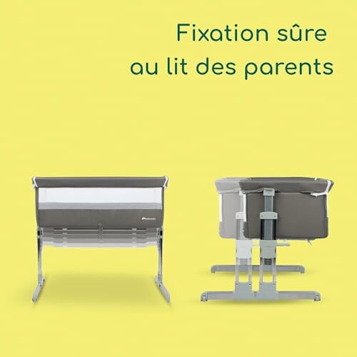 Berceau avec fixation sécurisée au lit des parents.