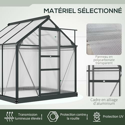 Serre en polycarbonate avec cadre en aluminium