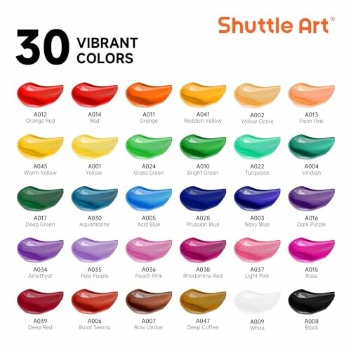 Palette de 30 couleurs vibrantes Shuttle Art