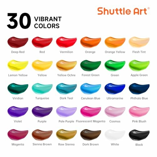 Palette de 30 couleurs vives Shuttle Art